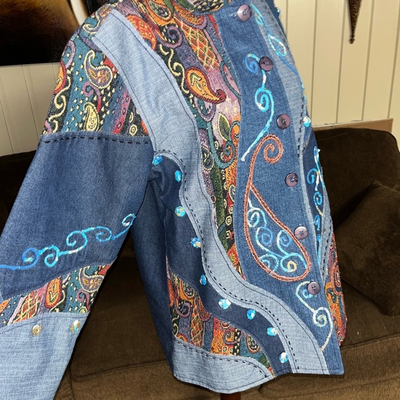 Silverstream • Vtg • Denim • Jacket • Embroidery • Paisley • One Size - Picture 5 of 16